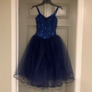 Navy Blue sequined bodice and tulle ballet costume